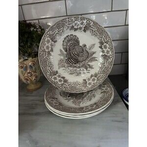 Queen’s Myott Thanksgiving Turkey Dinner Plates Myott factory Archive Set Of 4